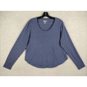 Pendleton Womens Shirt L Blue Knit Long Sleeve Pullover Baselayer Stretch Casual